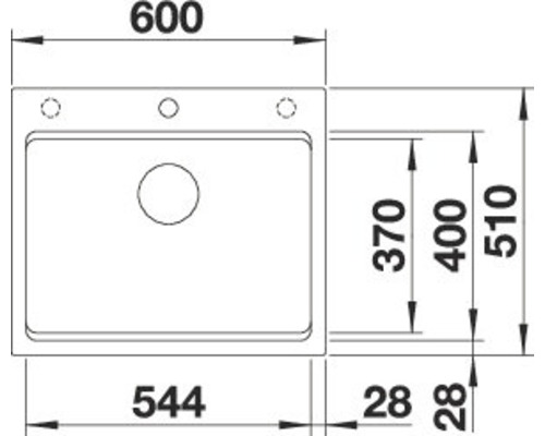 Dessin technique d''un évier avec dimensions