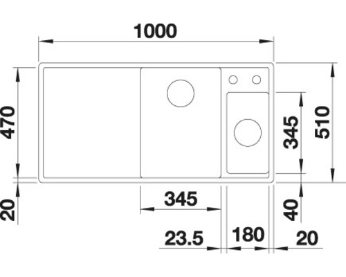 Schéma technique d''un évier avec dimensions
