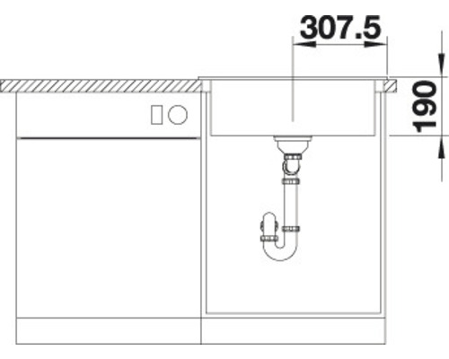 Dessin d''un évier de cuisine avec dimensions