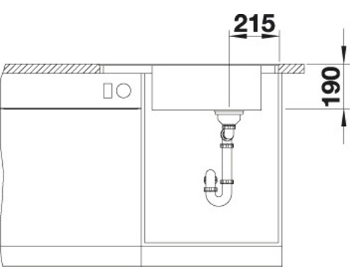 Dessin technique d''un évier de cuisine avec des dimensions
