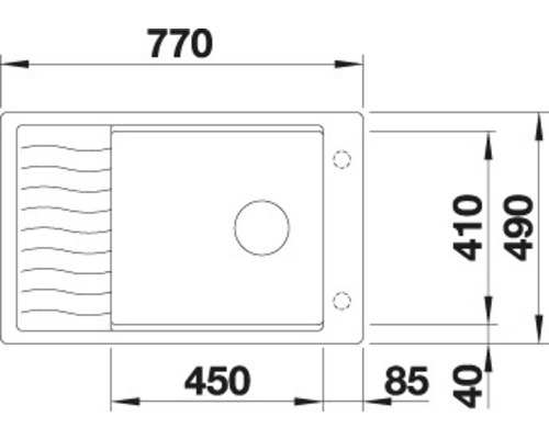 Schéma technique d''un évier avec dimensions