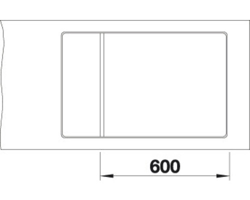Schéma d''un évier d''une largeur de 600 millimètres.