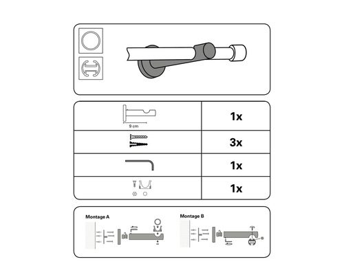 Image du mode d''emploi pour une tringle à rideaux avec accessoires