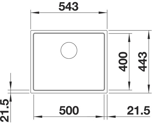 Dessin technique d''un évier avec dimensions