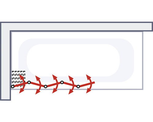 Schematische Darstellung einer flexiblen Badewannenabdichtung