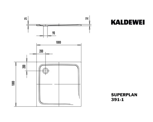 Kaldewei Superplan 391-1 Receveur de douche plan technique