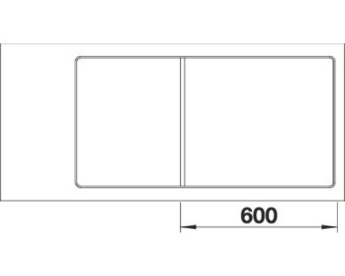 Dessin d''un évier double avec indication de mesure 600
