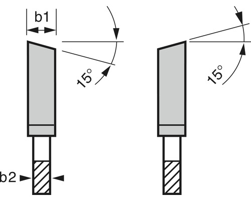 Schéma technique d''un outil de fraisage avec un angle de 15 degrés