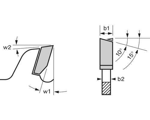 Dessin technique d''un outil de fraisage avec indication des angles et des dimensions