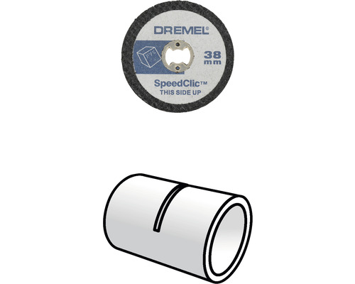 Disque à tronçonner Dremel Speedclic 38 mm et un tube en plastique