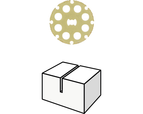 Fraise en forme de disque et caisse en bois avec fente