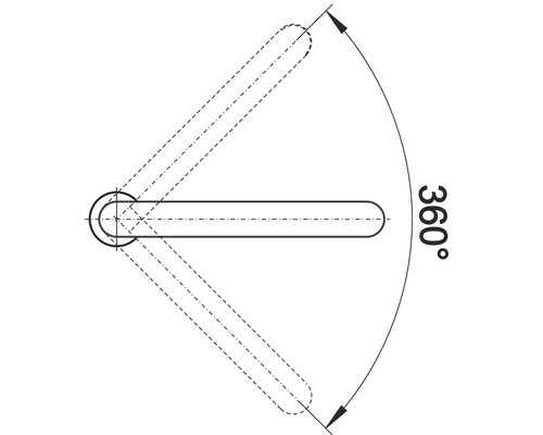 Illustration einer drehbaren Türklinke um 360 Grad.