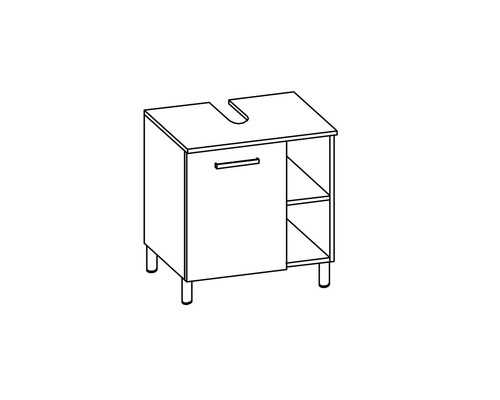 Waschtischunterschrank mit Tür und offenen Regalen