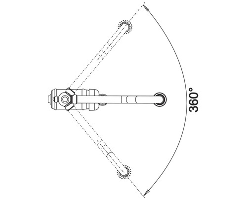 Présentation de la plage de pivotement à 360 degrés d''un robinet