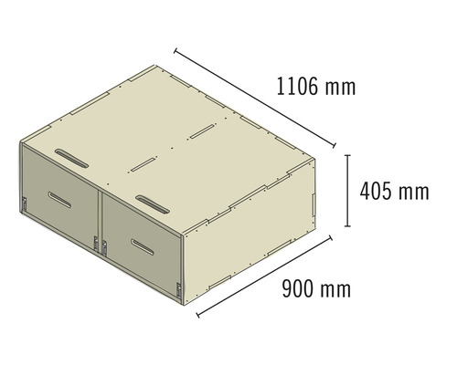 Dessin d''une armoire de meubles avec tiroirs et indication des dimensions