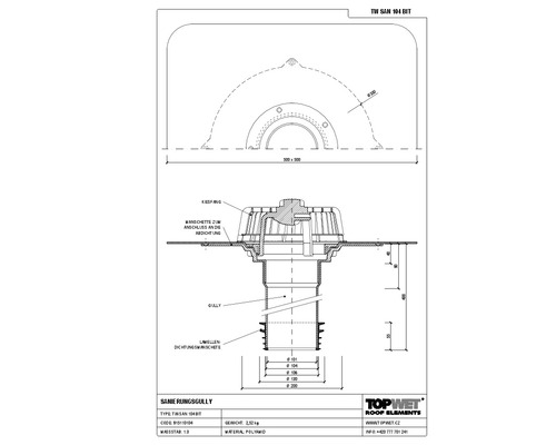 TopWet Sanierungsgully mit integrierter Bitumen-Manschette NW 104 H = 400 mm