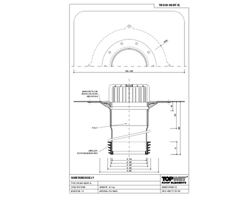 TopWet Sanierungsgully mit integrierter Bitumen-Manschette NW 160 H = 400 mm