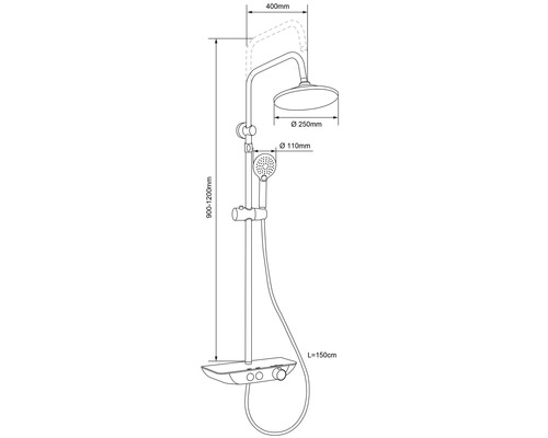 Duschsäule inkl. Thermostat AVITAL Lobos chrom