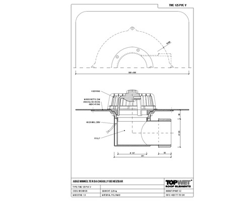 TopWet Dachgully horizontal mit integrierter beheizbarer PVC-Manschette NW 110 H = 165 mm
