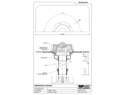 TopWet Sanierungsgully mit integrierter und beheizbarer PVC-Manschette NW 75 H = 400 mm