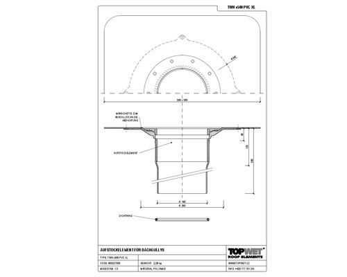 TopWet Aufstockelement für Dachgullys mit integrierter PVC-Manschette NW 160 H = 540 mm