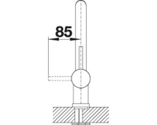 Dessin technique d''un robinet avec la dimension 85