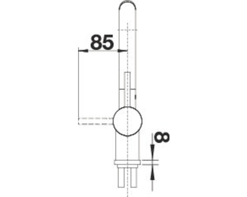 Schéma technique d''un produit sanitaire avec les dimensions 85 et 8