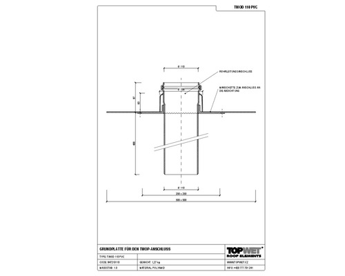 TopWet Dampfsperre-Durchführung mit integrierter Bitumen-Manschette NW 110 H = 200+97 mm