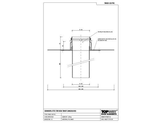 TopWet Dampfsperre-Durchführung mit integrierter Bitumen-Manschette NW 125 H = 200+97 mm