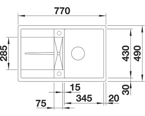 Schéma technique d''un évier avec dimensions