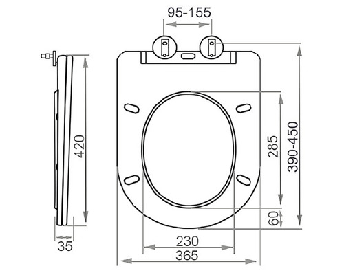 form & style Abattant WC Dominica Uni noir mat mécanisme d'abaissement  automatique - HORNBACH