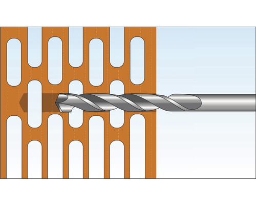 Une perceuse perce une plaque perforée.