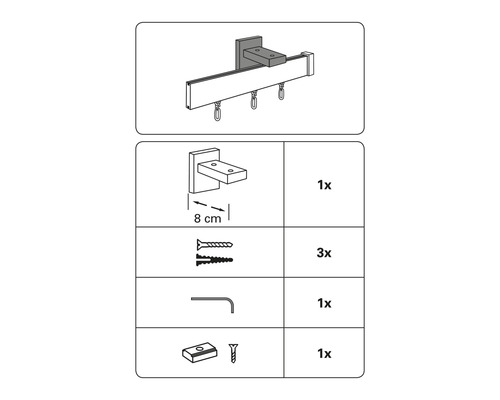 Image des instructions de montage pour une tringle à rideaux avec accessoires