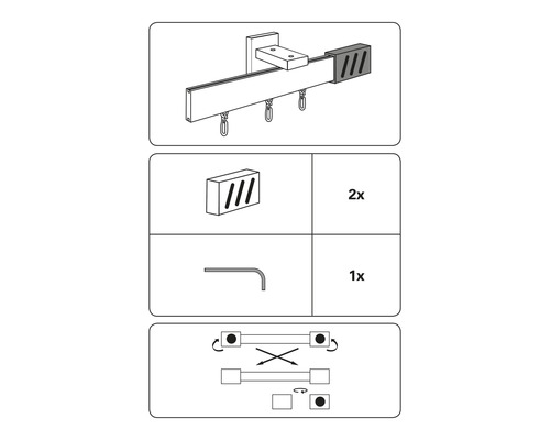 Instructions de montage pour une tringle à rideaux avec accessoires
