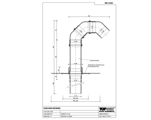 TopWet Kabeldurchführung mit integrierter Bitumen-Manschette NW 110 H = 200+523 mm