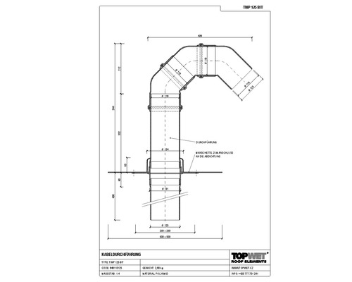 TopWet Kabeldurchführung mit integrierter Bitumen-Manschette NW 125 H = 200+523 mm