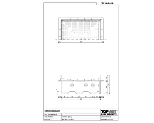 TopWet Kontrollschacht für Gründach mit begehbares Kunststoffgitter 300 x 300 x 1030 mm