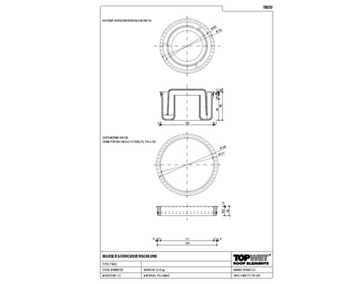 TopWet Wassergeruchsverschluss H = 50 mm