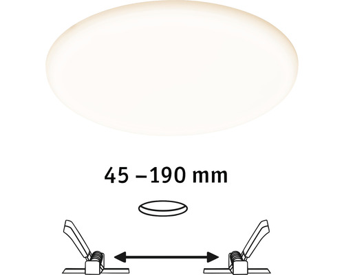 Installationshinweis für eine Deckenleuchte mit einem Abstand von 45 bis 190 Millimeter.