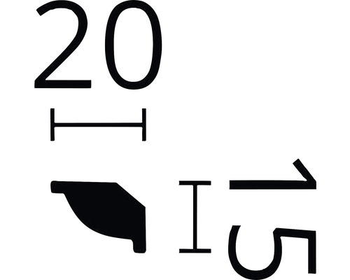 Dimensions d''une moulure décorative : 20 millimètres de largeur, 15 millimètres de hauteur