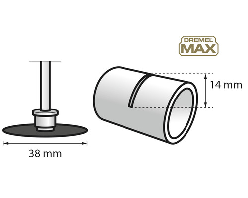 Bande de ponçage et mandrin de ponçage Dremel, taille 38 millimètres et 14 millimètres