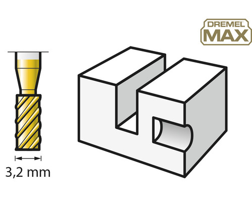 Fraise Dremel de 3,2 millimètres de diamètre et un étau