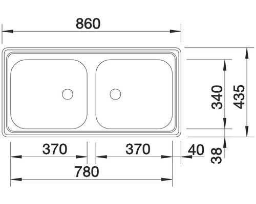 Schéma d''un évier à double bac avec dimensions