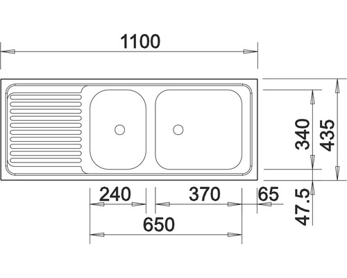 Dessin technique d''un évier avec dimensions