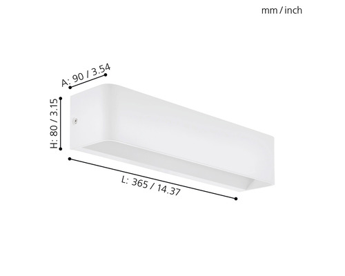 Abmessungen einer weißen Wandleuchte
