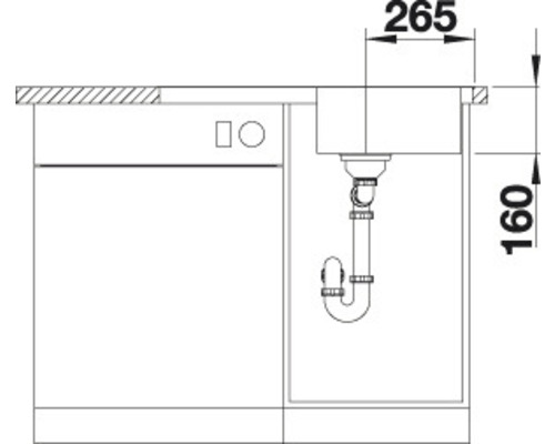 Dessin d''un meuble sous-évier de cuisine avec dimensions