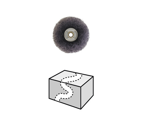 Meule à lamelles et schéma d''une surface fissurée