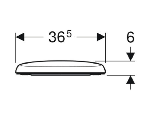 Technische Zeichnung eines WC-Sitzes mit Maßangaben.