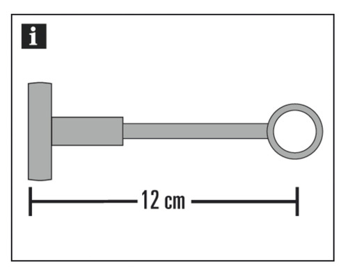 Dessin technique d''un support de tringle à rideaux avec indication de mesure 12 cm