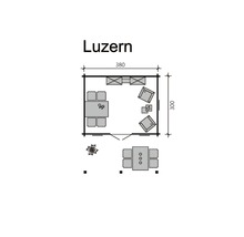 Blockbohlenhaus SKAN HOLZ Luzern, Dachschalung, dämmbar, mit Fussboden 380x500 cm natur-thumb-10